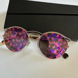 Dior Pink Violet Marqueterie Pattern Round Sunglasses DIORORIGINS1 06J/0Z 53